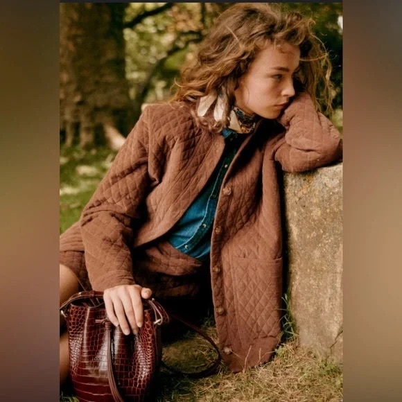 Sezane Will Jacket Camel Quilted - Picture 2 of 14